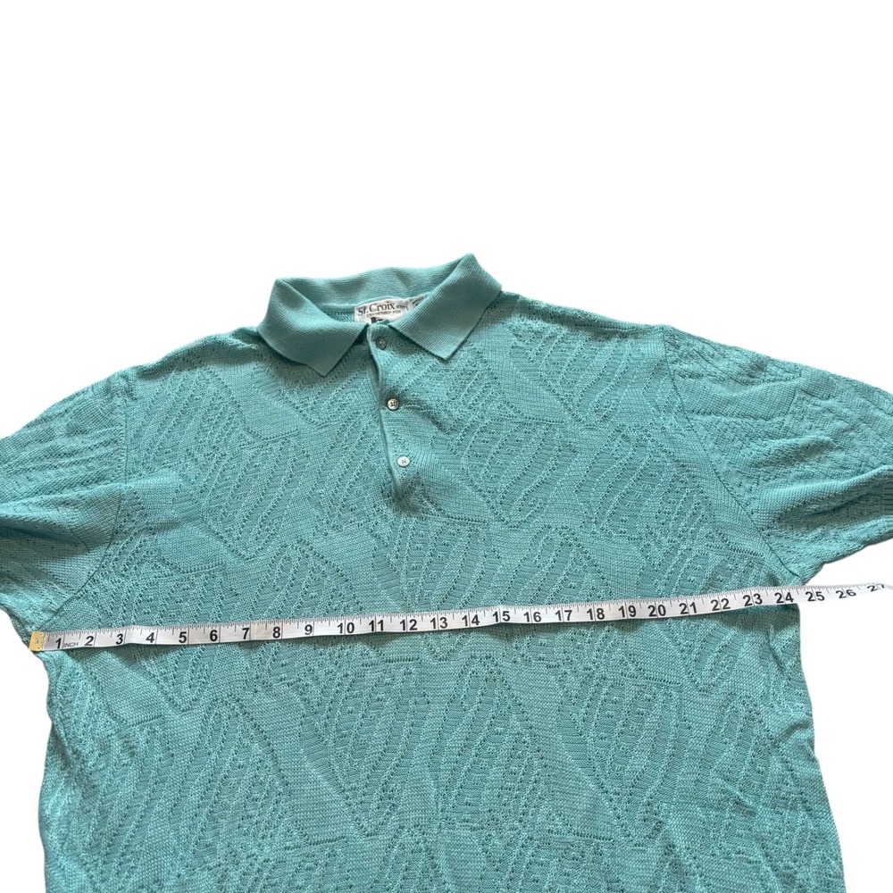 St Croix Knits Men's Teal Textured Knit‎ Polo Shirt Size XL Made in USA - Picture 7 of 8